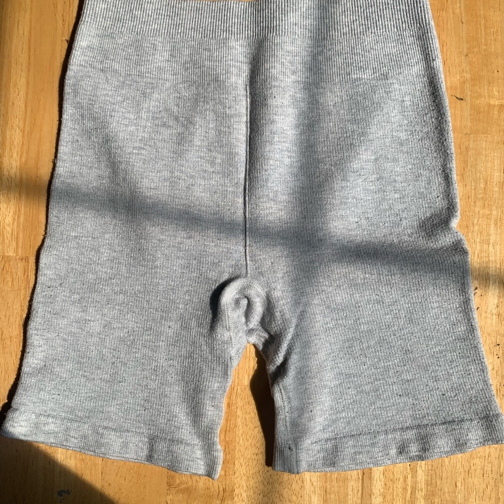 Fabletics Grey Ribbed Biker Shorts